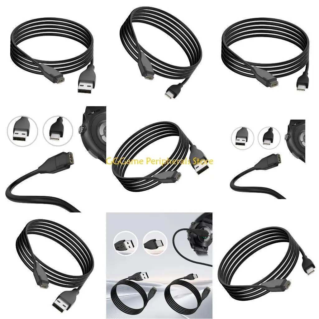 U55B Universal Smartwatch Charging Cable 100cm Long Cord for Activity Watches Multiple Models USB Type C Fast Charging