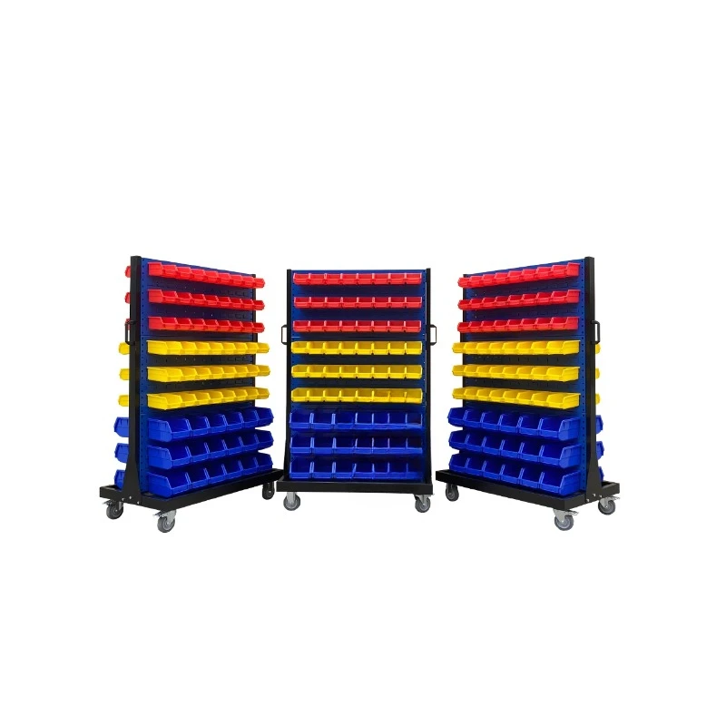 Spot double-sided mobile screw rack, workshop hardware tool sorting rack, material rack, back hanging screw box trolley