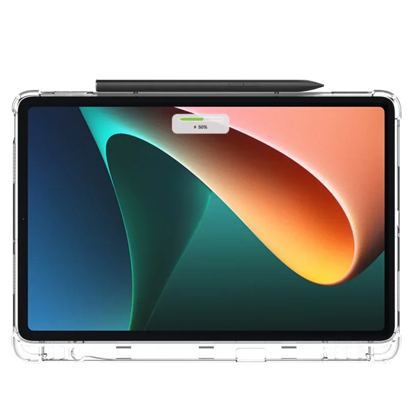 Xiaomi Pad 5用のペンホルダー付き保護ケース,透明なシリコンバックタブレットカバー,Mi Pad 5 pro用の保護ケース