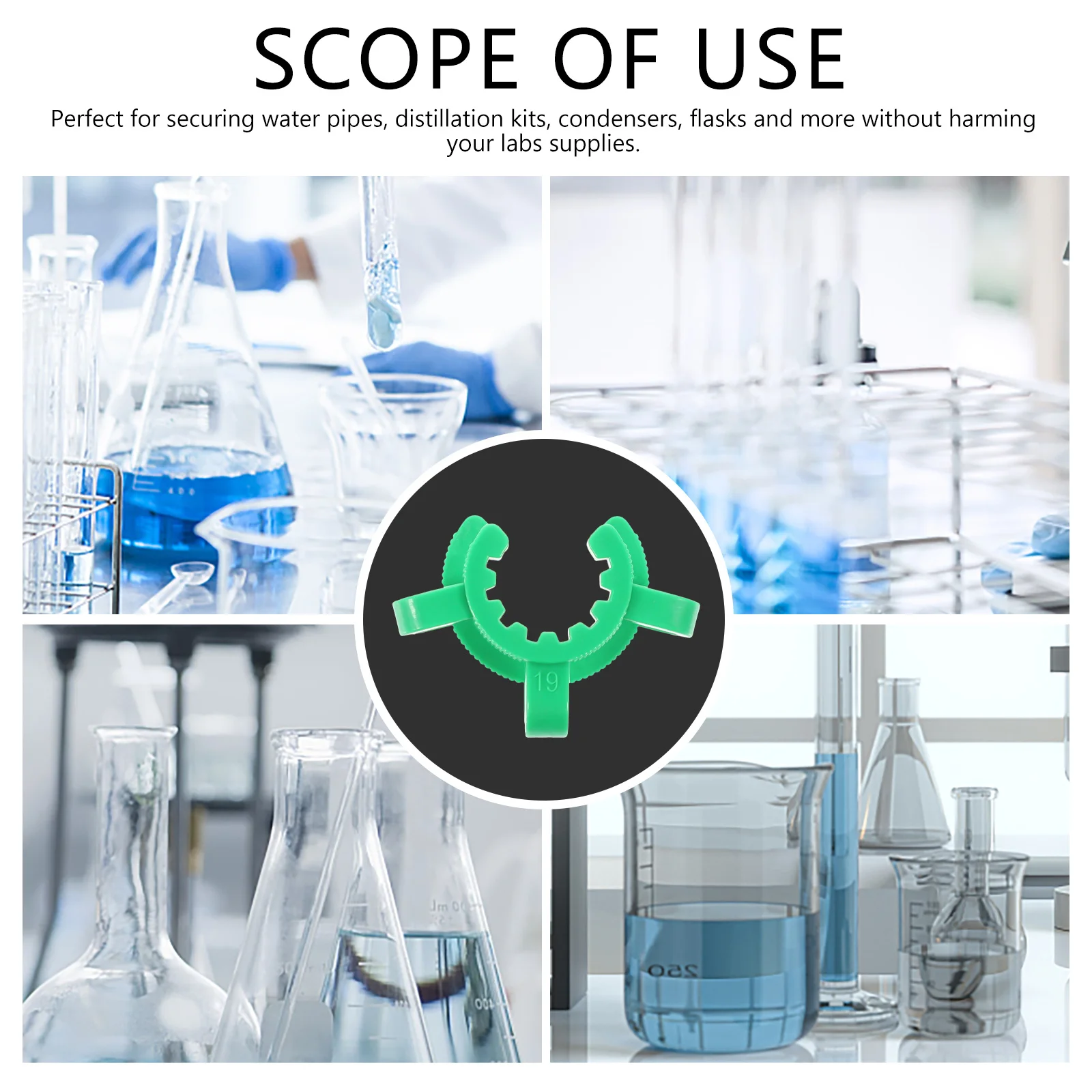 12 قطعة أنبوب اختبار المشابك البلاستيكية للمختبر عقد قوي قارورة مخروطية المثبت مقاومة للتآكل الزجاج الأرضي