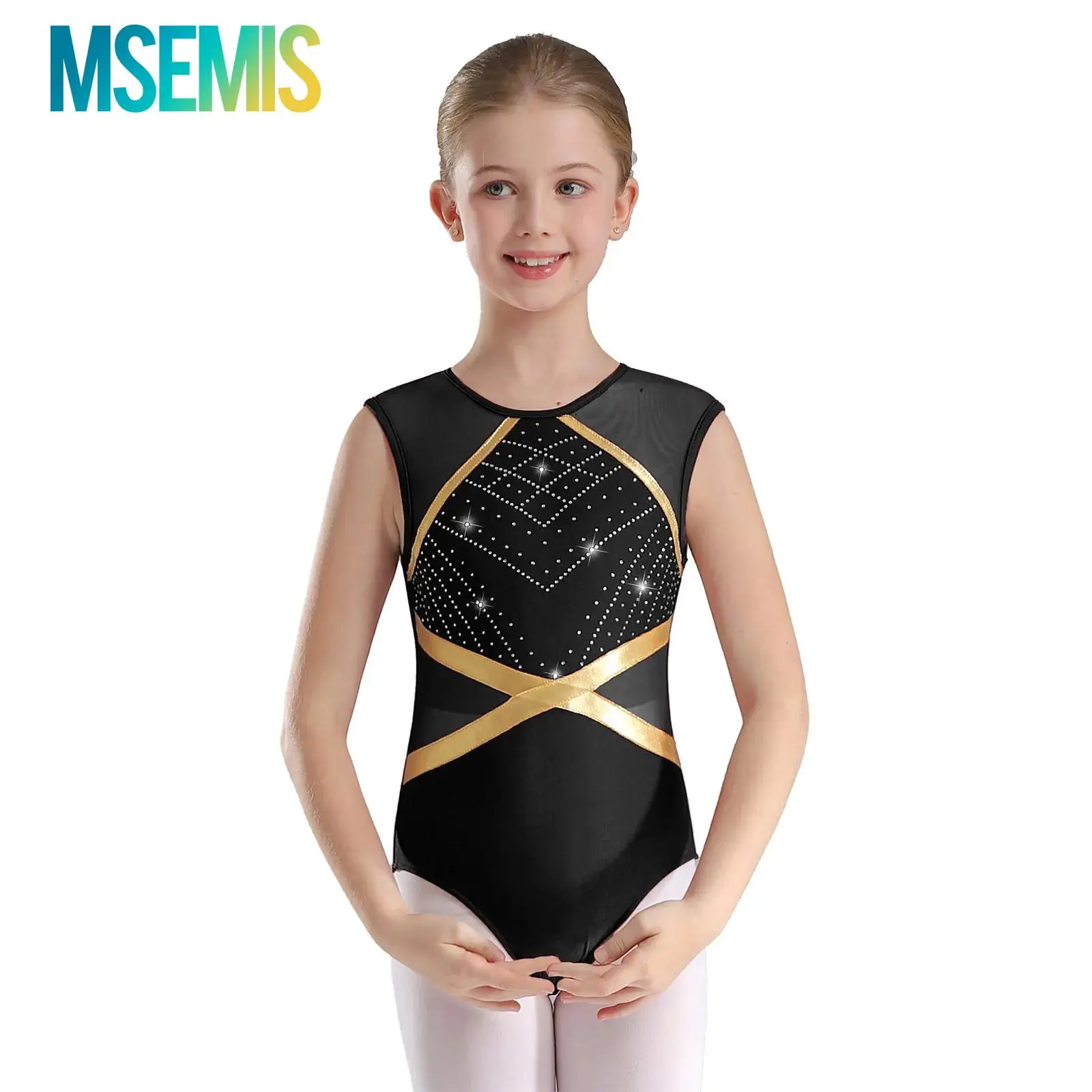 

Детский балетный трикотаж с блестящими стразами для девочек, гимнастический трико, боди, художественный фигурный костюм для катания на коньках, балетный танцевальный костюм