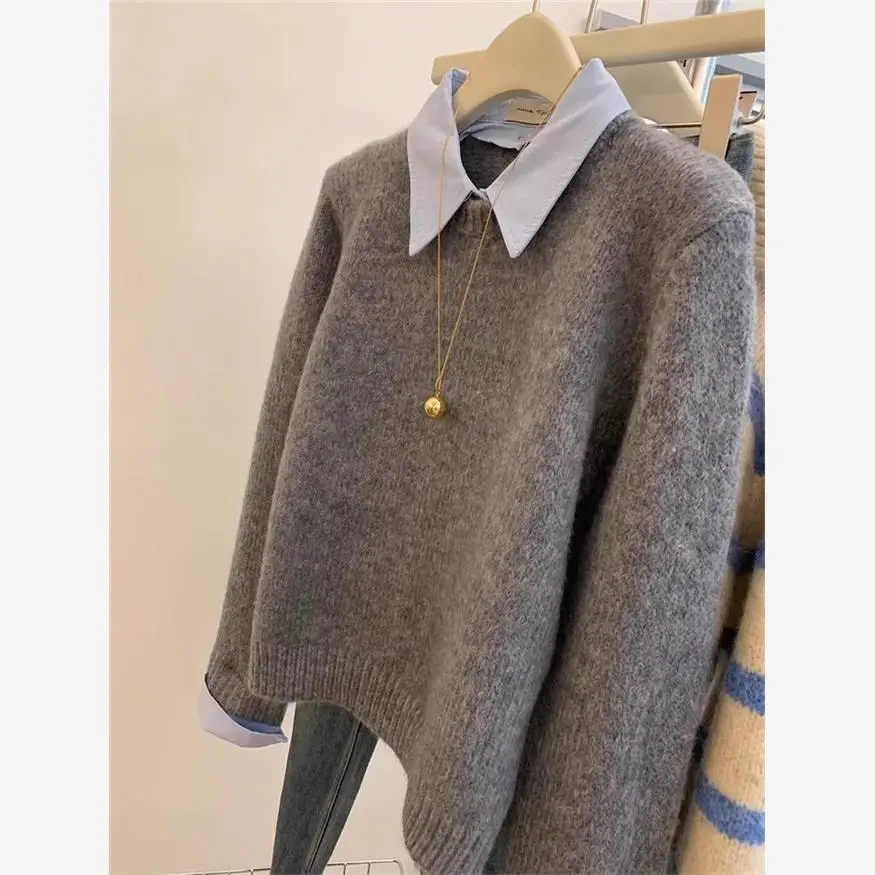 

Женский вязаный топ Ele Ne Top Color Blo Faion Ci Walk из полиэфирного волокна Nine Points Sve Bright Tead Detail