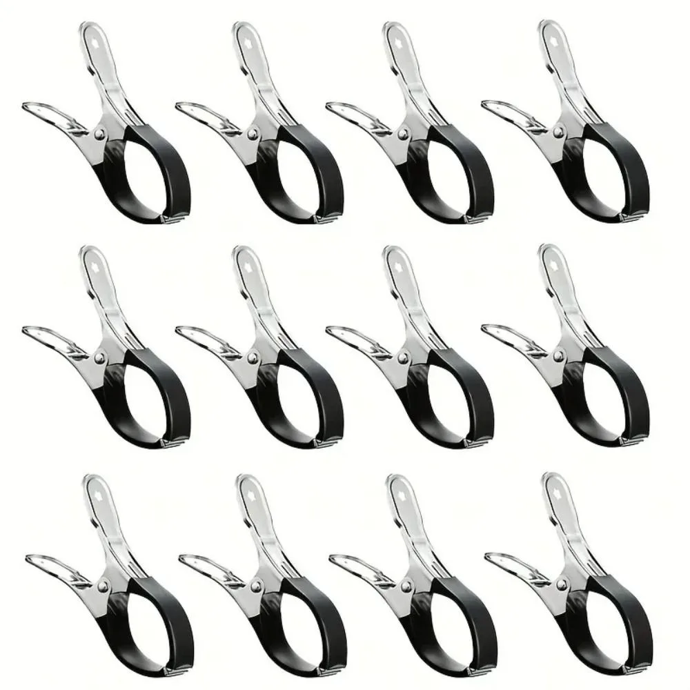 

12Pcs Windproof Pool Cover Clips Stainless Steel Hanger with Plastic Handles Quilt Clip Fasteners Heavy Duty Clothes Pins