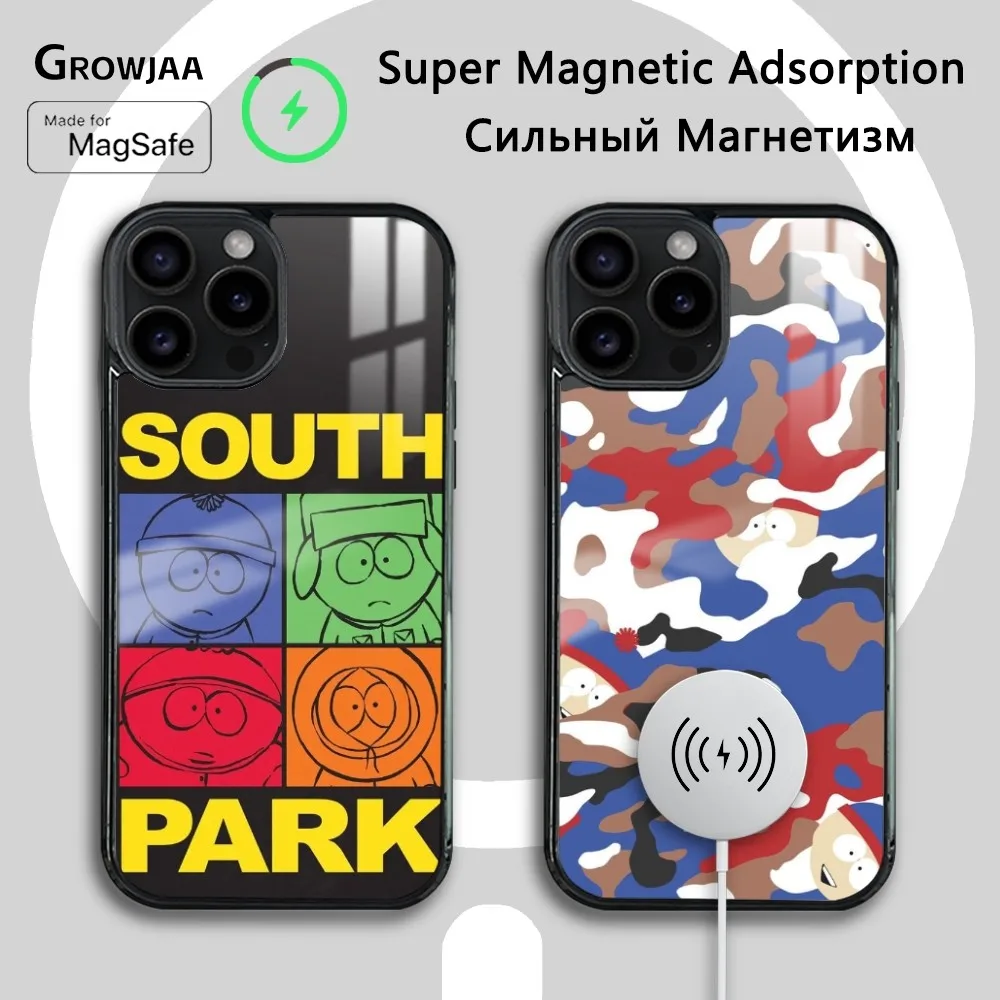 

Cartoon S-SouT-h P-Park Phone Case For iPhone 16 15 14 13 12 11 Pro Max Plus Mini Magsafe Mirror Wireless Magnetic Cover