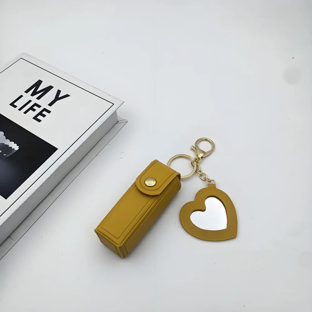 

Портативная сумка для губной помады с зеркалом, компактный держатель для бальзама для губ из искусственной кожи, мини-универсальная сумка-брелок для путешествий