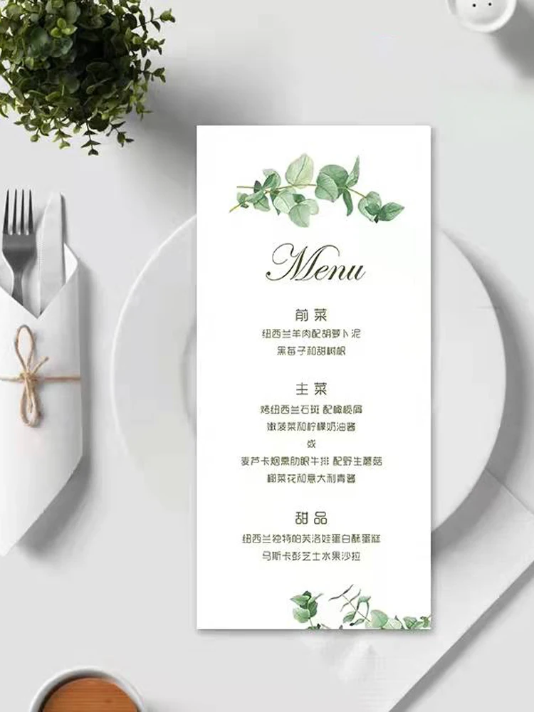 free customized exquisiteness Party table plate card banquet program schedule list blue wedding favors personalized 80pcs