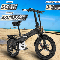 E Bike Folding 500W Brushless Motor 48V12.8AH Built-in Lithium Battery Electric Bike 20 Inch Tire Outdoor Adult Electric Bicycle