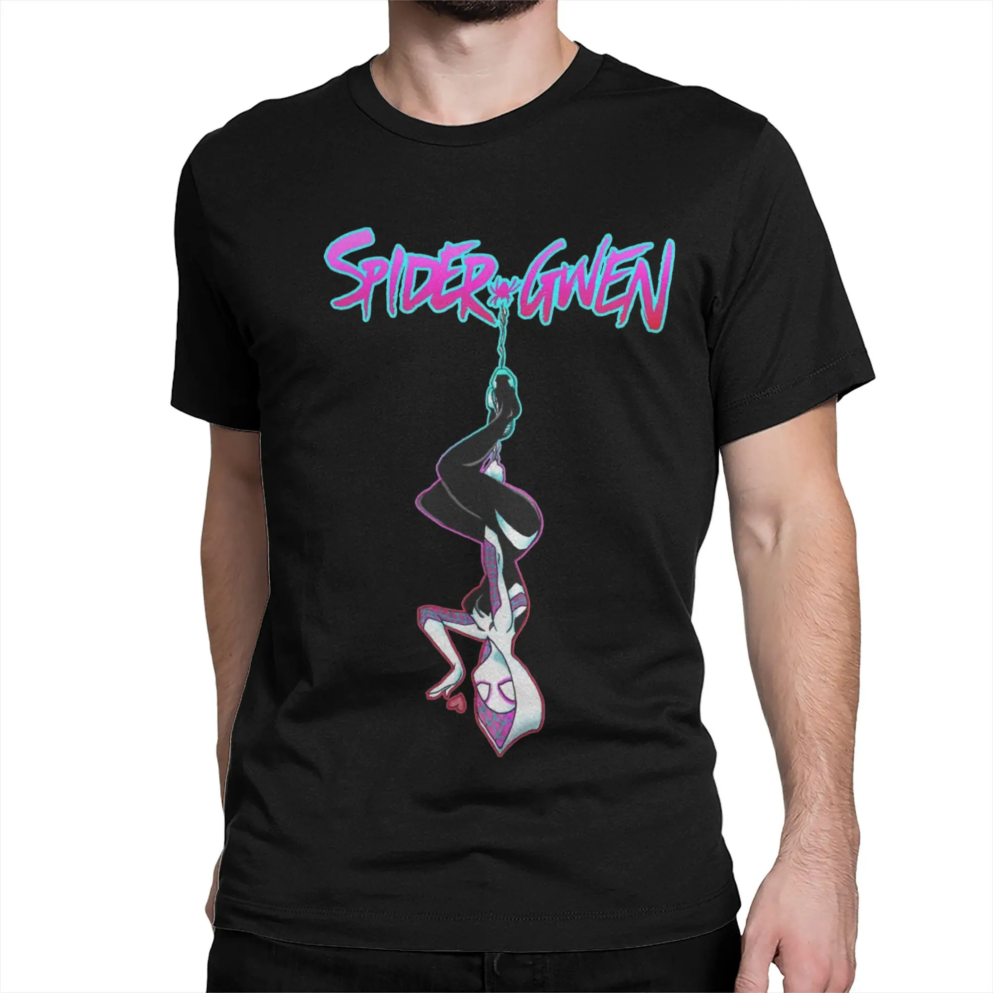 Lovely Neighborhood Spider Gwen  Print T Shirts for Men Women  Pure Cotton  Tee Shirt Clothing