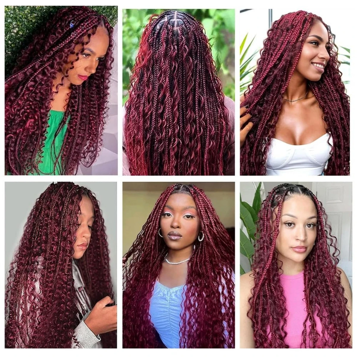 Capelli bordeaux a onde profonde per intrecciare i capelli umani brasiliani al 100% per trecce Boho senza trama Estensione dei fasci di capelli da 28 pollici