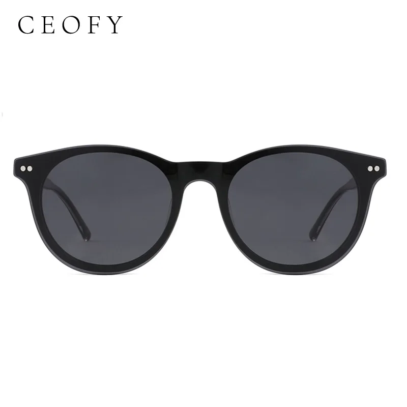 Ceofy Women Men Round Acetate Glasses Frame Brand Design Polarized Sunglasses Optical Prescription Vintage Fashion Eyeglasses