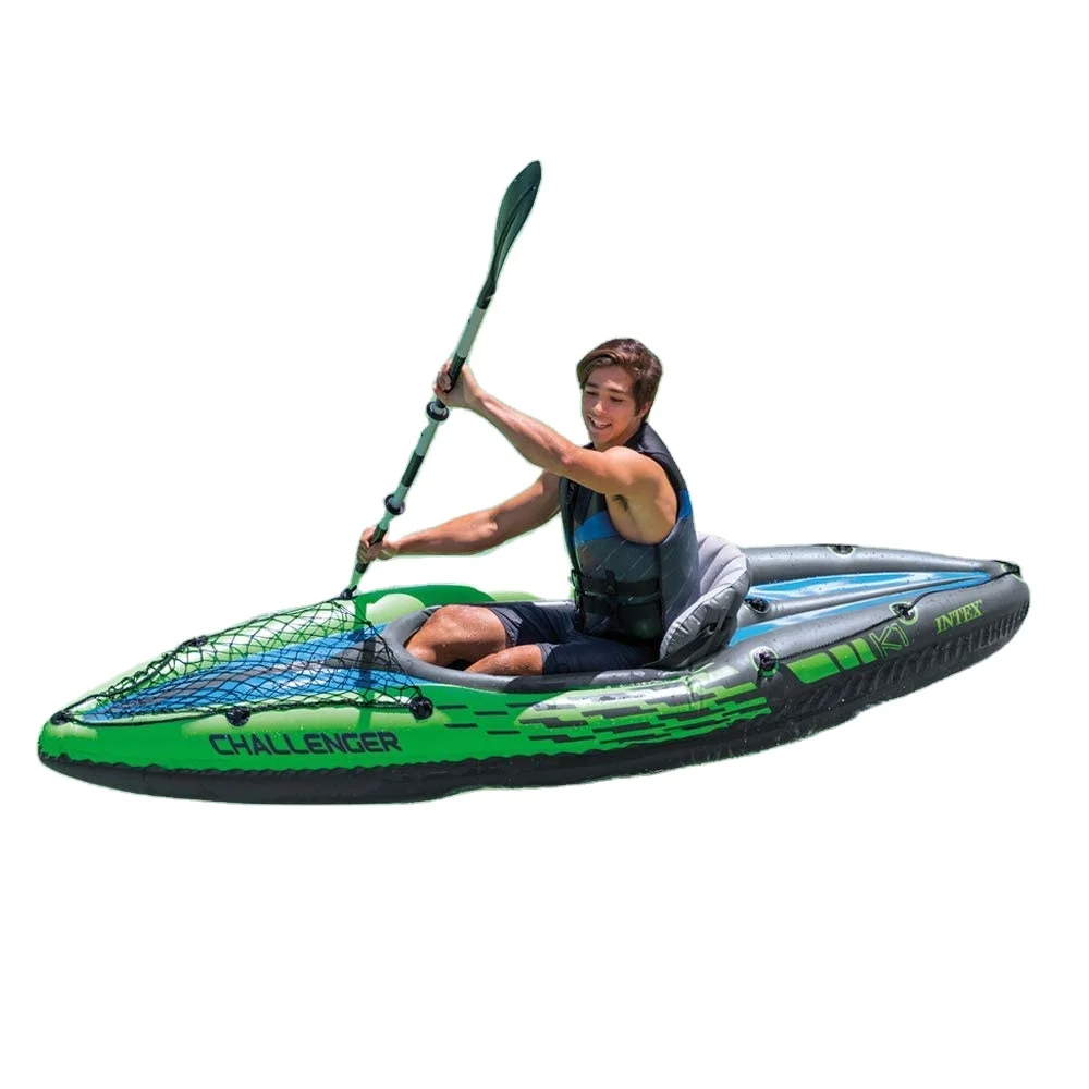 Intex 68305 Challenger K1 balsa de canoa inflable para una persona con remo y bomba manual kayak oceánico