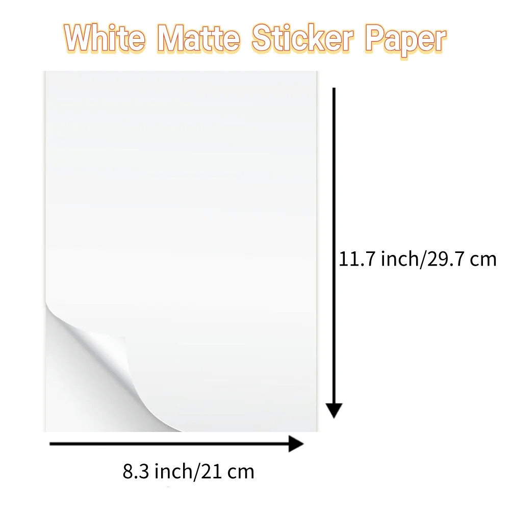 20 sheets White Matte Vinyl Sticker Paper waterproof A4 printing paper Printable Self-adhesive Label for Inkjet laser Printer