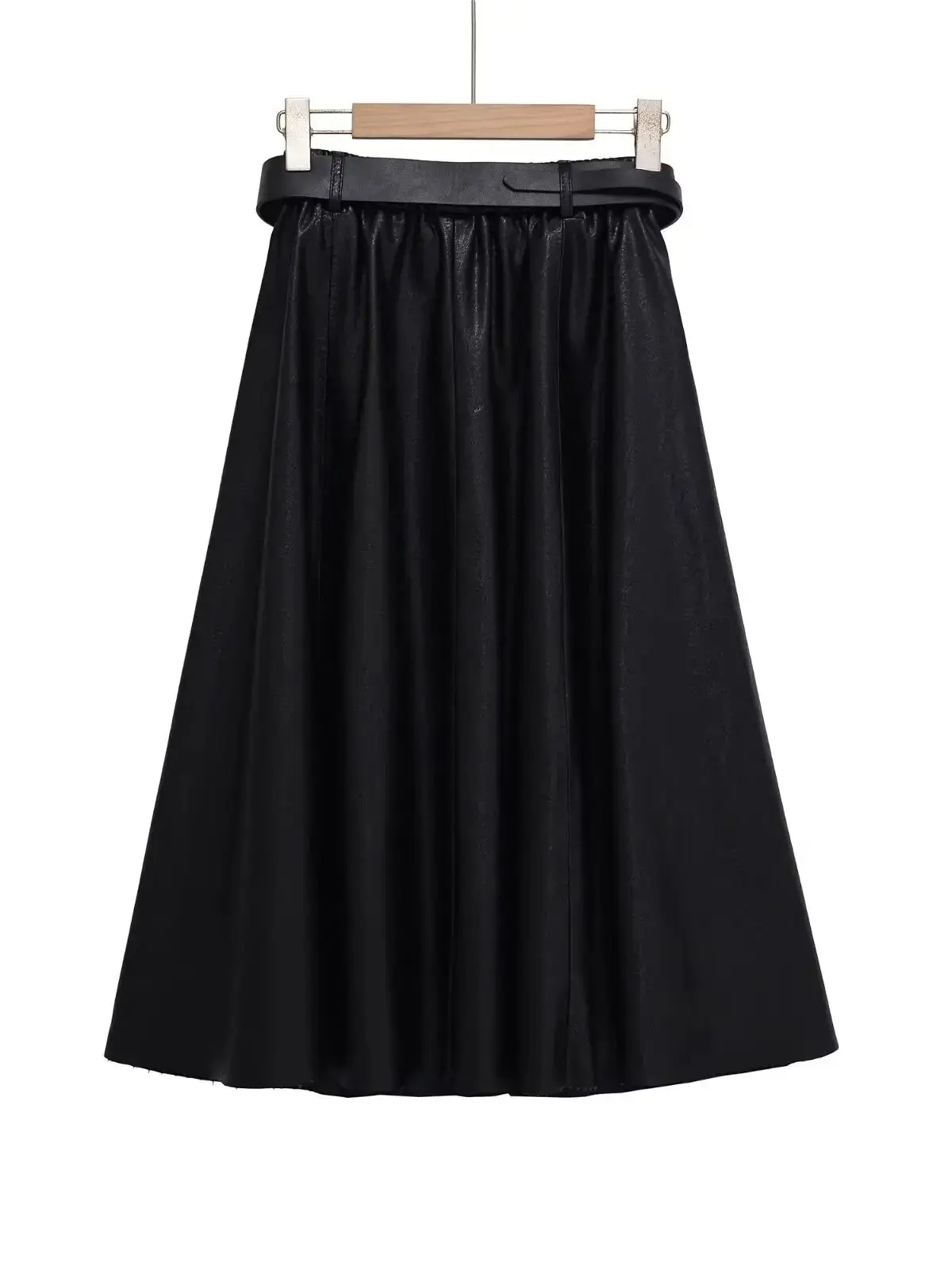 2026 خمر بولي Leather جلد المرأة التنانير الطويلة الخريف أنيقة مكتب سيدة ألف خط عالية الخصر الأسود التنانير غير رسمية الإناث العلامة التجارية تنورة