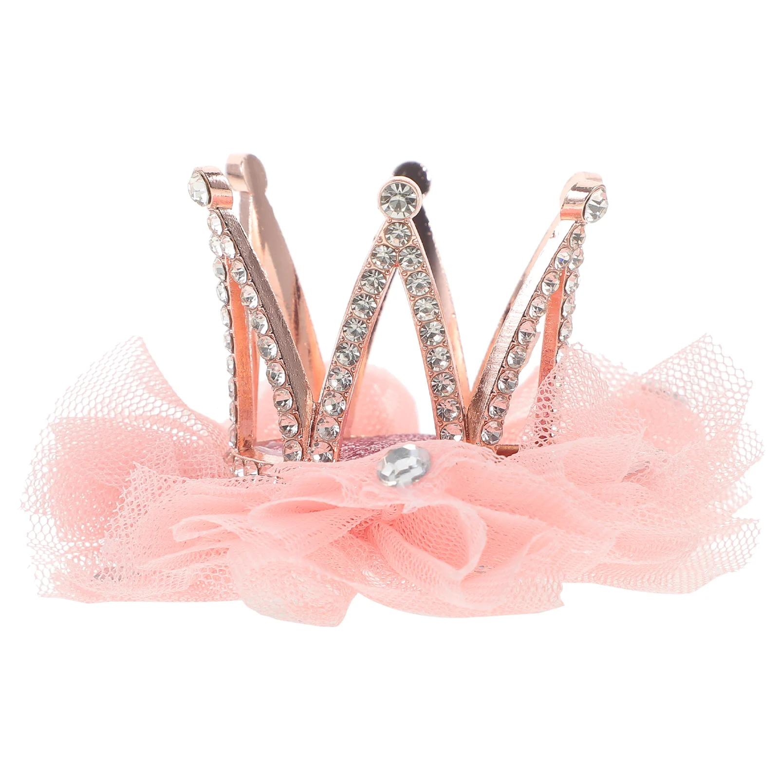 

1pc Crown Hair Clips for Kids Pink Girl Accessories Tiara Clips Rhinestone Hair Pins Durable Material Travel Gifts