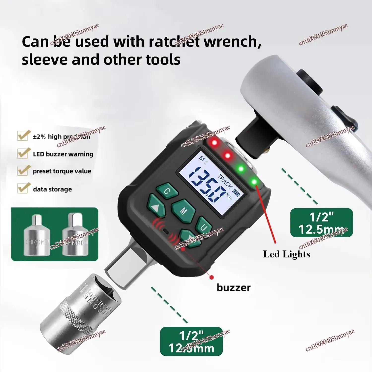 

Digital Torque Adapter Kit 1/2"+1/4"+3/8" Drive 1.5-400Nm ±2% 500 Memory & 9 Presets Bike/Car/Industrial Torque Tester