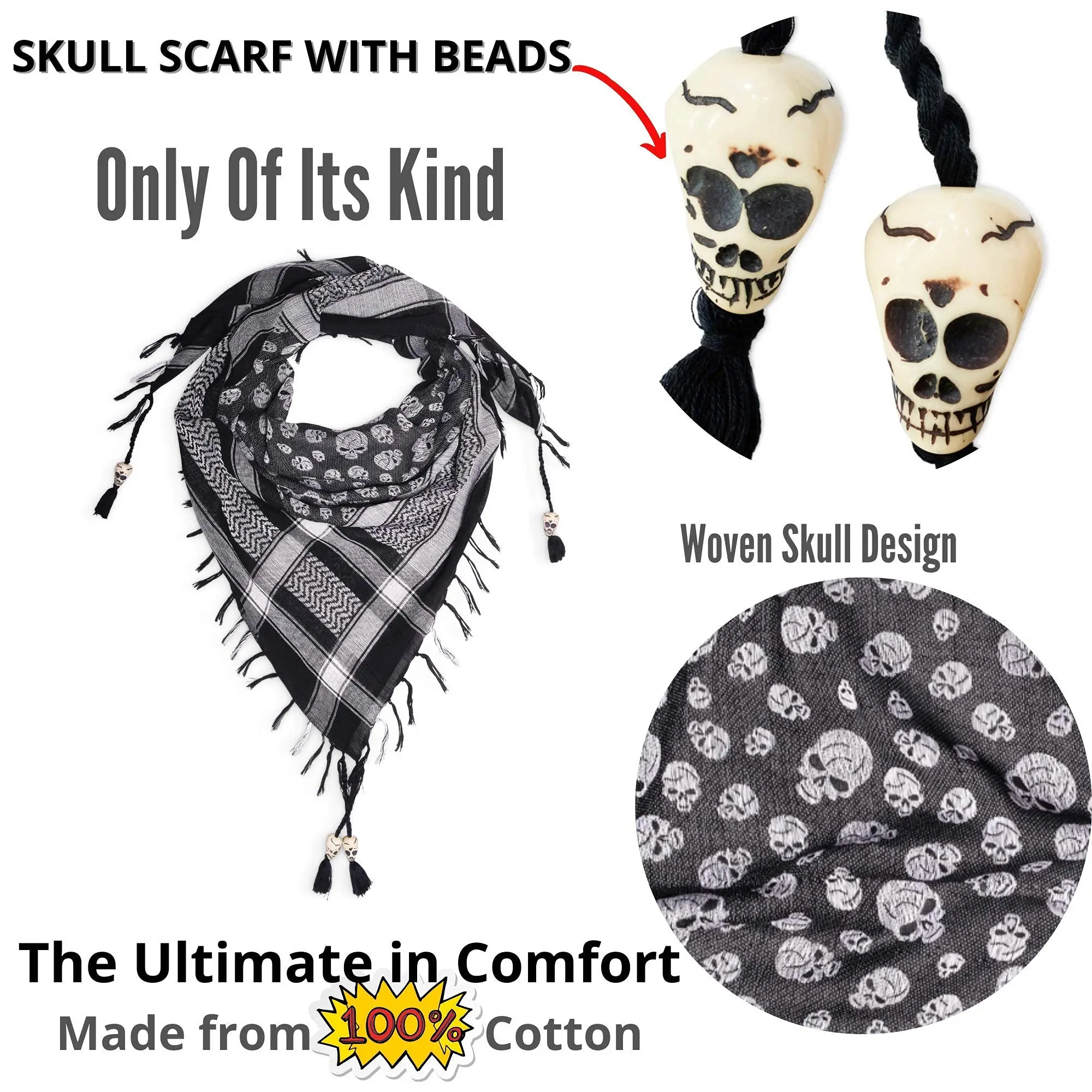 Desert Shemagh Scarf - Stylish & Versatile Fashion Scarf for Men & Women Large Square Cotton Keffiyeh, Wear as an Arabic Head Wrap, Neck Bandana or Face Cover for Winter, Summer and Outdoor Use