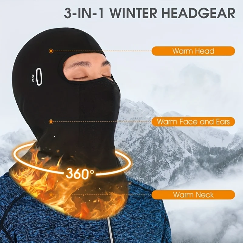 Máscara de invierno tipo pasamontañas, transpirable, resistente al viento, para usar debajo del casco de moto, cubre la cara, unisex, cálida, de secado rápido y protege el cuello.