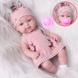 One Piece 12.6 Inches Newreborn Baby Doll Light Pink Color Clothes Vinyl Body 32cm Realistic Reborn Baby Dolls with Pacifier