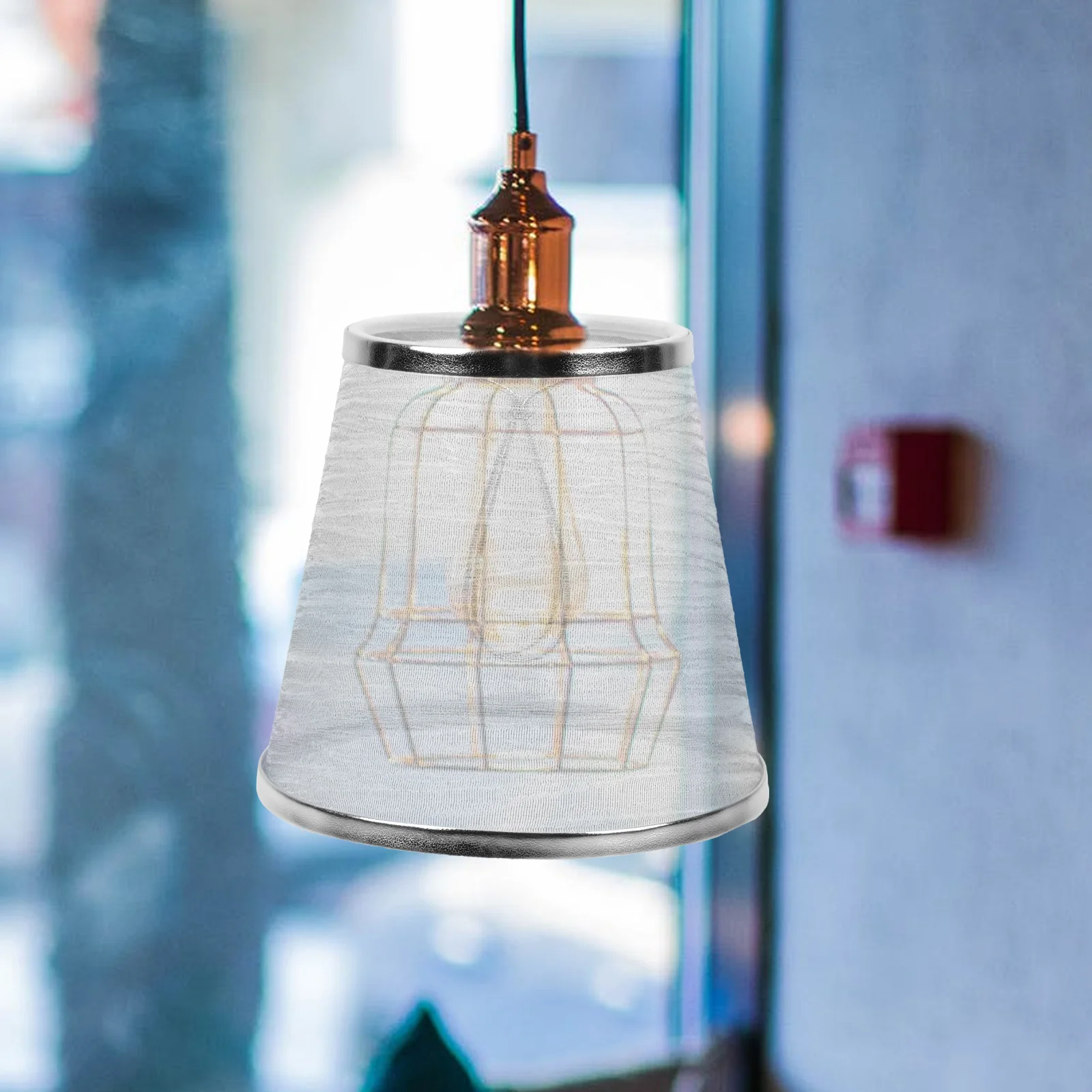 

Transparent Fabric Lampshade Round Cloth Cover Silver Edge Wall Lamp Bedroom Lighting Accessory Mood Warm Atmosphere Simple