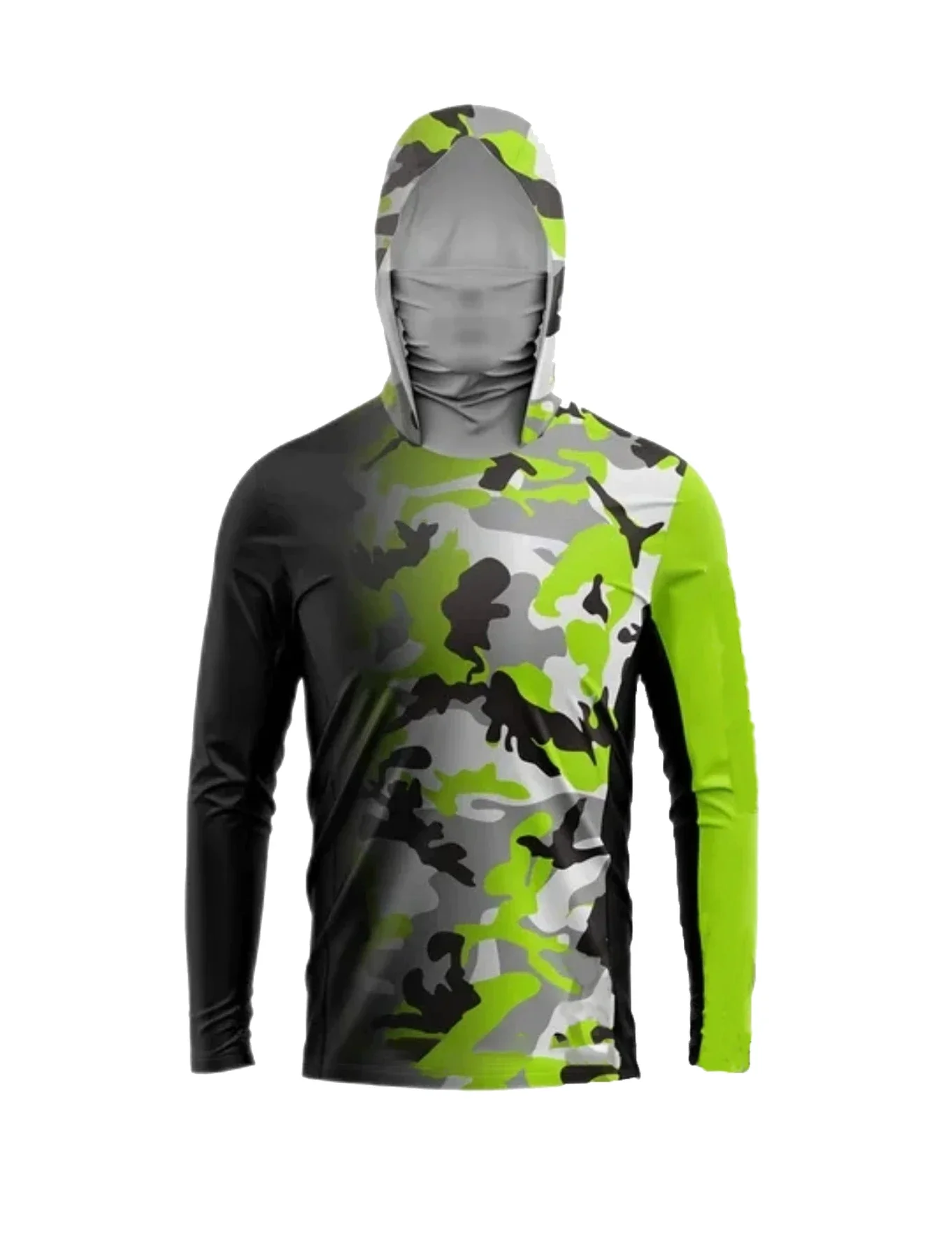 

Men's UV Mask Hooded Performance Fishing Shirt Breathable Mesh Fabric Long Sleeve UPF50+ Angling Clothing