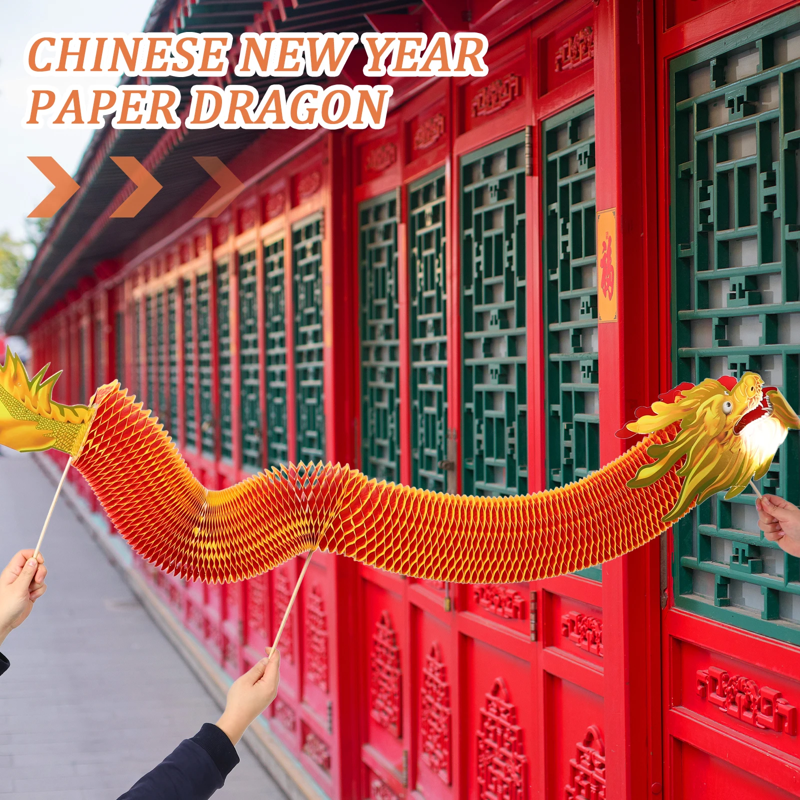 

Golden 150cm Hand Crank Decoration Chinese New Year Spring Festival Party Ornaments Paper Photo Props