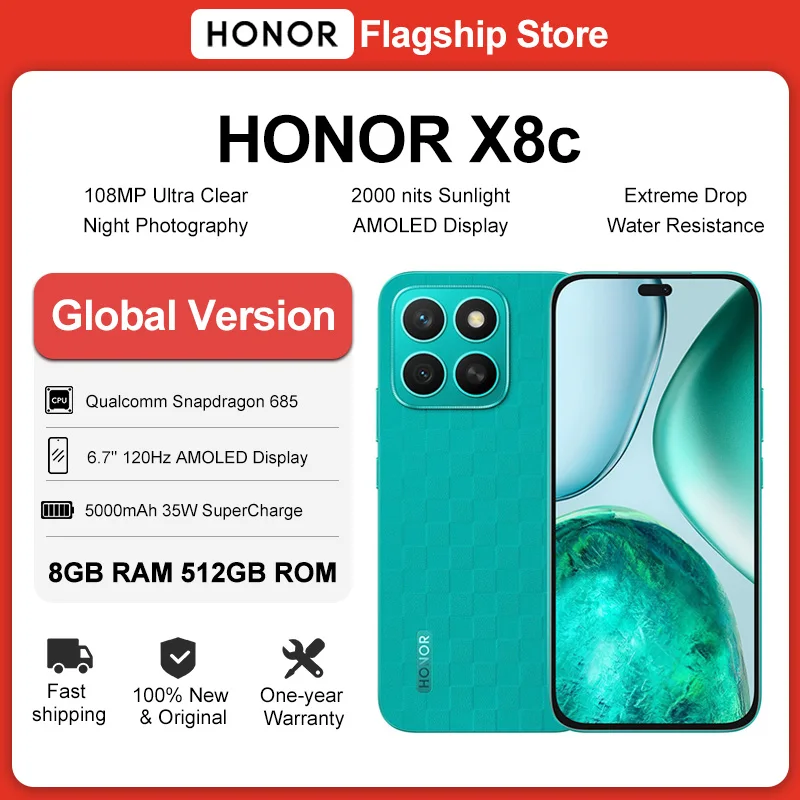

Новый смартфон HONOR X8c, глобальная версия, процессор Snapdragon 685, 6.7'' AMOLED-дисплей 120 Гц, камера 108 МП, аккумулятор 5000 мАч, быстрая зарядка 35 Вт