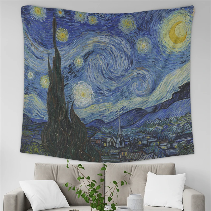 Gaslight Gatekeep Girlboss Gwiaździsta noc Vincent van Gogh Tapestry Wall Hanging Art do sypialni Living Room Decor College