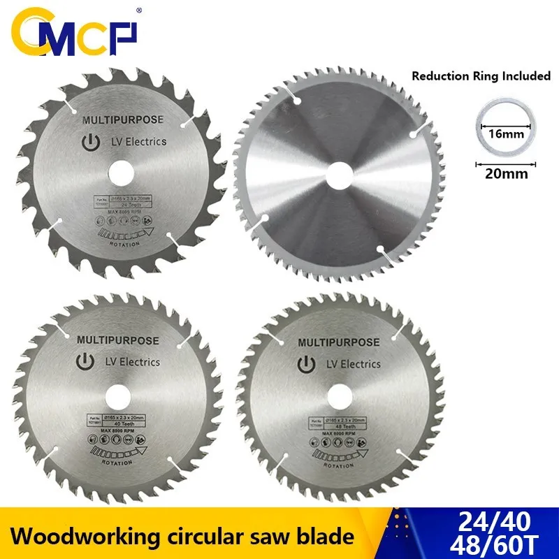 CMCP 165mm Circular Saw Blade TCT Carbide Saw Blade For Woodworking Cutting Tools Wood Cutting Disc