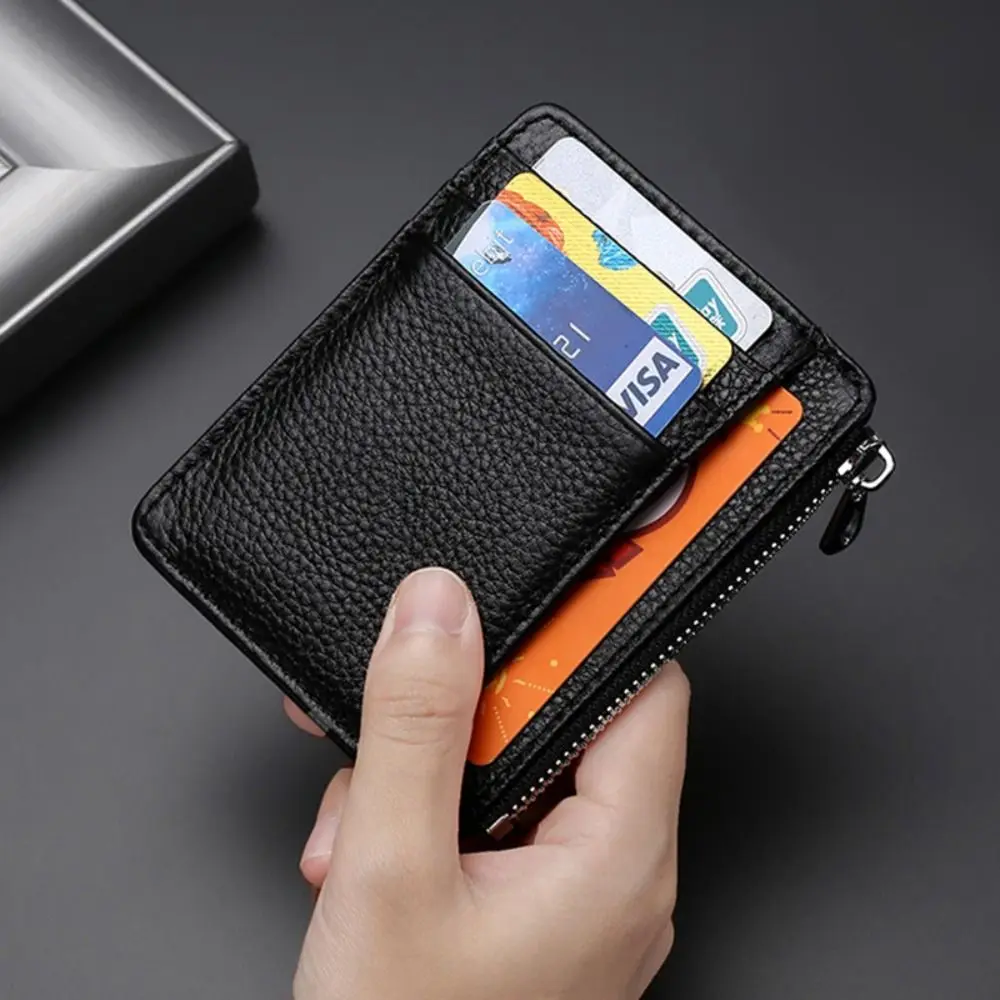 Portable Genuine Leather Card Case Ultra Thin Multi-card Slot ID Package Simple Leather Purses Men Women