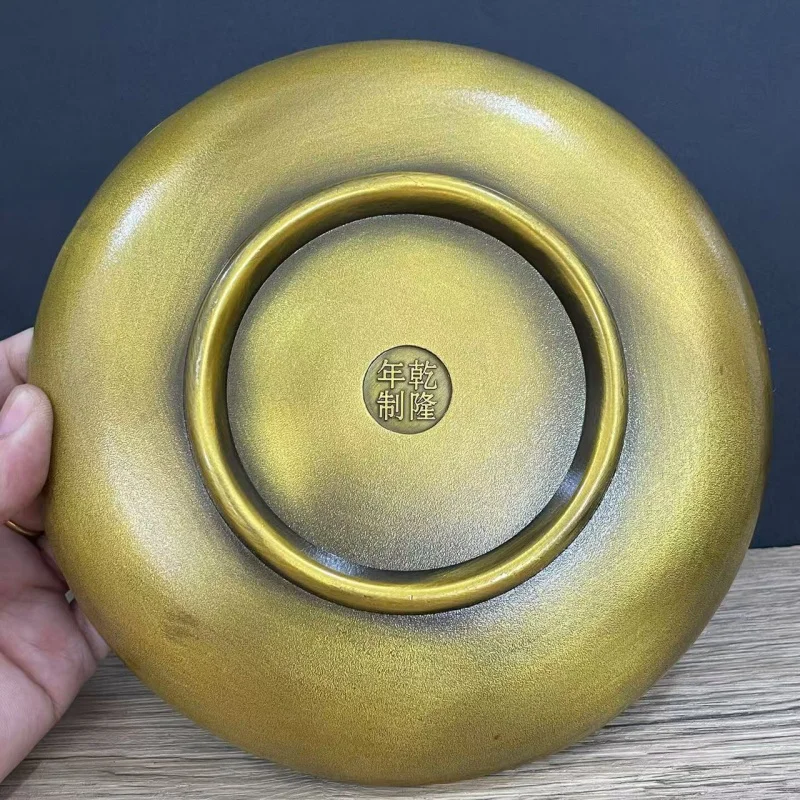 Antique-style Qing Dynasty Qianlong Era Five-Directional Copper Fortune God Plate, a desktop ornament attracting