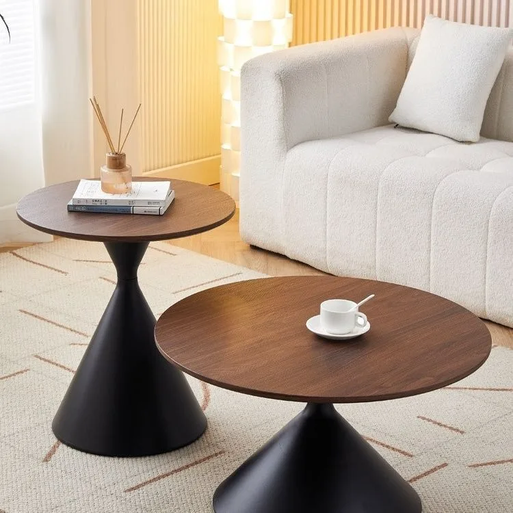 Modern Durable Furniture Sofa Living Room Iron Art Luxury Solid Wood Round Metal Side Coffee Tea Table Set