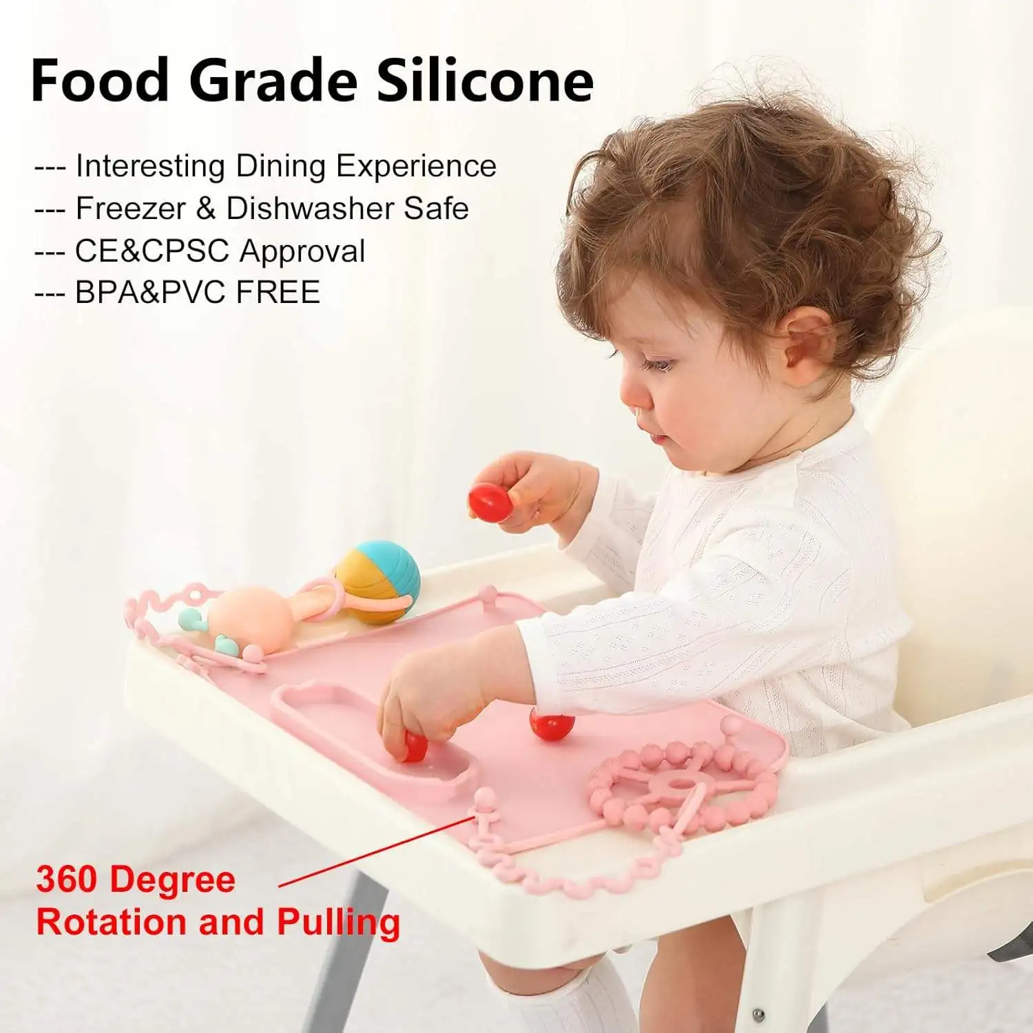 Baby cutlery set, designed for feeding children and infants, equipped with suction cups, silicone anti drop baby food compartmen