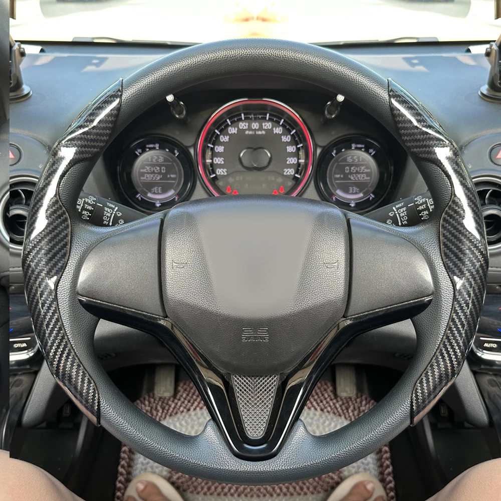 38 cm Auto Lenkrad Abdeckungen Booster Micro Faser Leder Auto Innen Dekorative Zubehör Universal Carbon Faser Aussehen – Detail 3