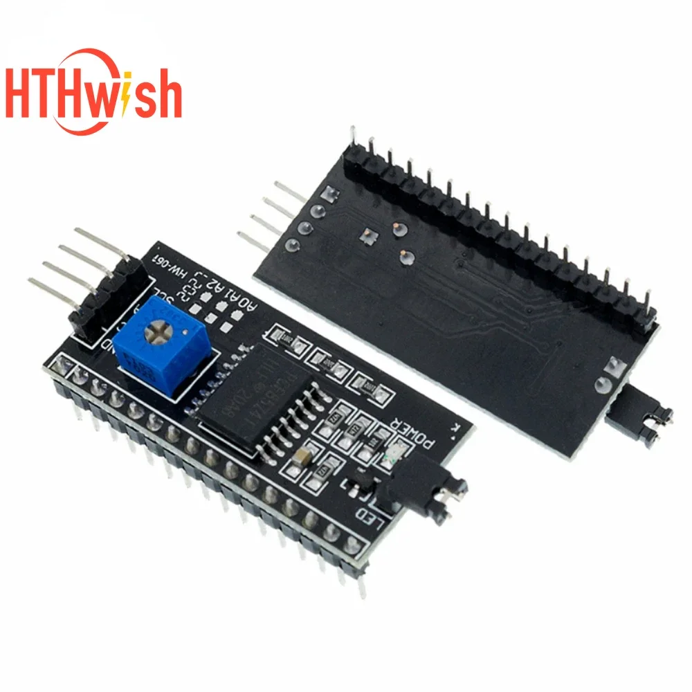 1PC 1602 LCD 디스플레이 모듈 Arduino 용 IIC/I2C 인터페이스 어댑터 보드가있는 DC 5V 액정 디스플레이 모듈 블루 스크린