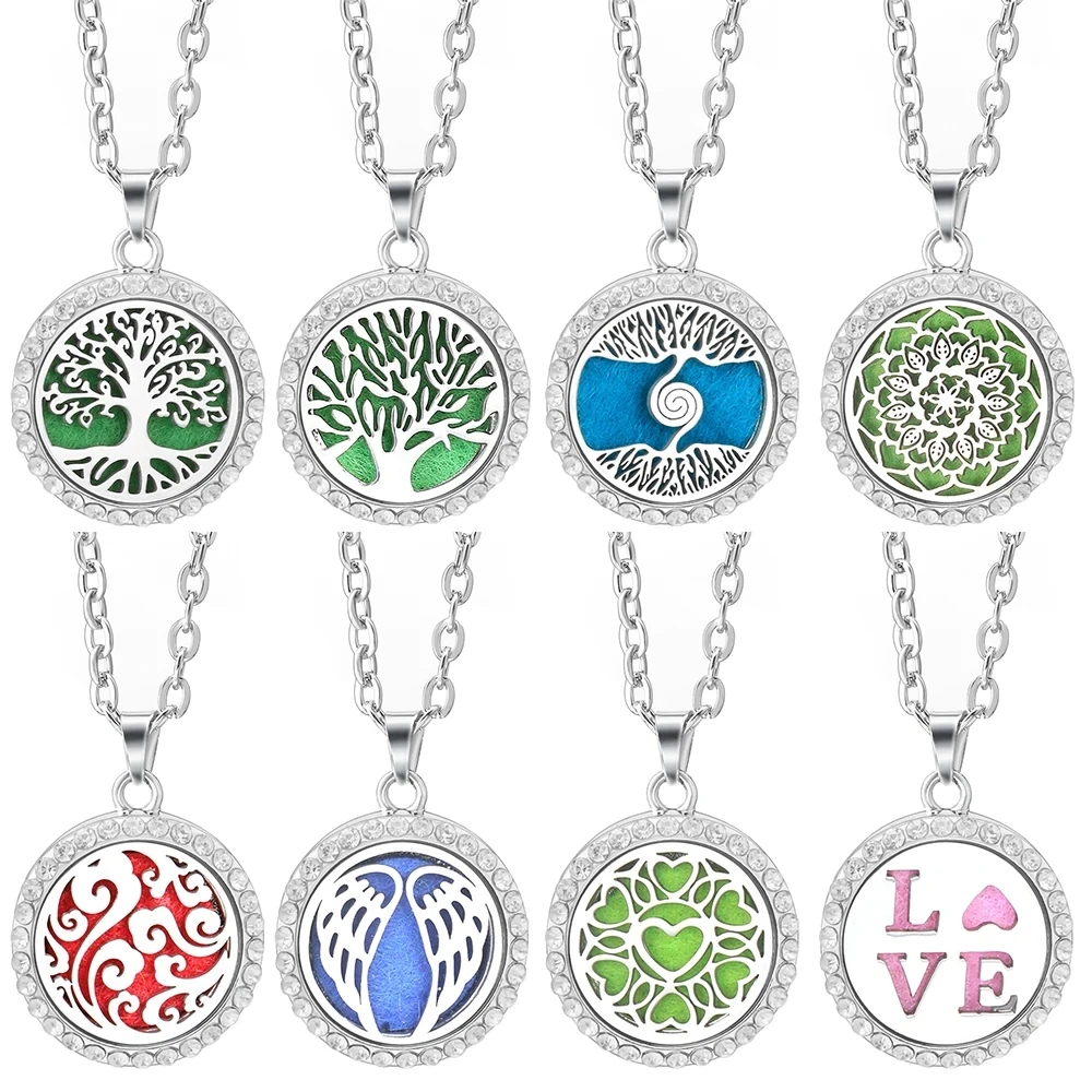 Collier médaillon diffuseur à motifs multiples, pendentif de parfum en acier inoxydable, huile essentielle d'aromathérapie, bijoux à la mode, cadeau, nouvelle collection