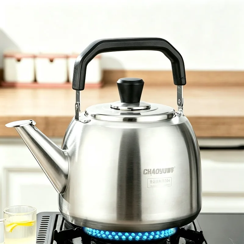 304 Stainless Steel Whistling Kettle Thickened Metal Whistle Water Bottle Gas Stoves Induction Cooktops Household Cookware