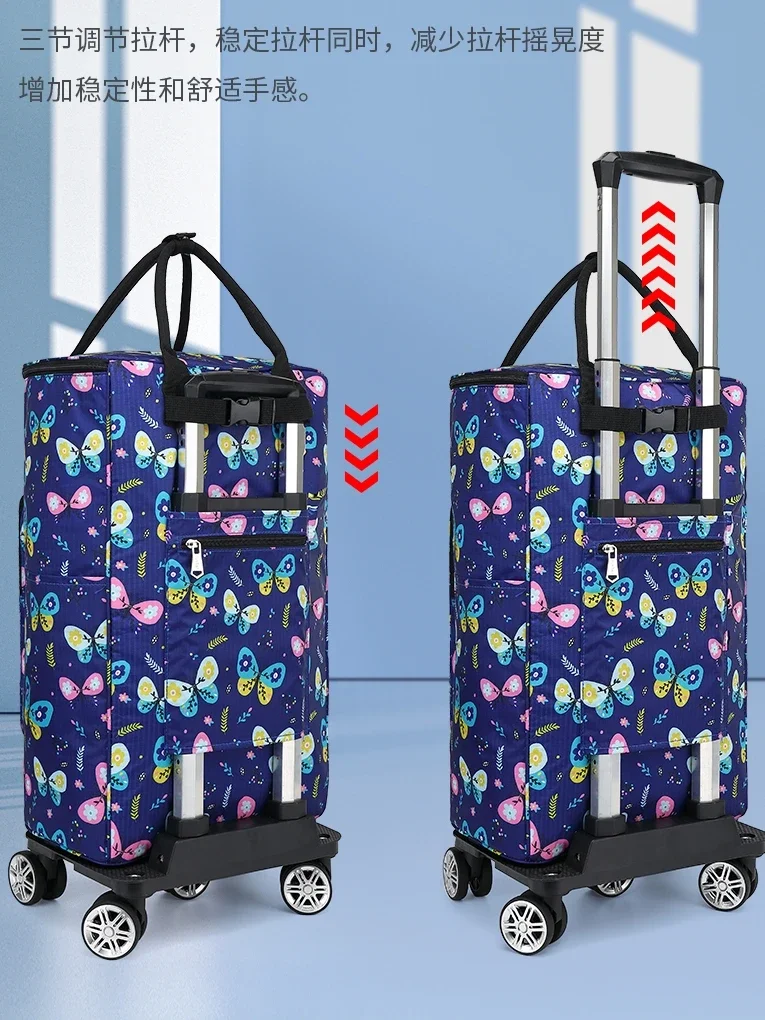 Large-capacity Grocery Shopping Cart Household Trolley Shopping Trolley Universal Wheel Folding Portable Shopping Bag