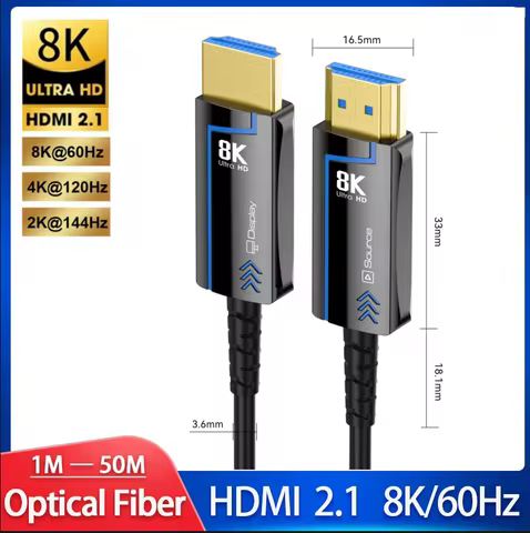 8K HDMI Optical Fiber 2.1 Cable 8K@60Hz 4K@120Hz 48Gbps Hight Speed optical fiber for TV Box Projector Ps3/4 Computer