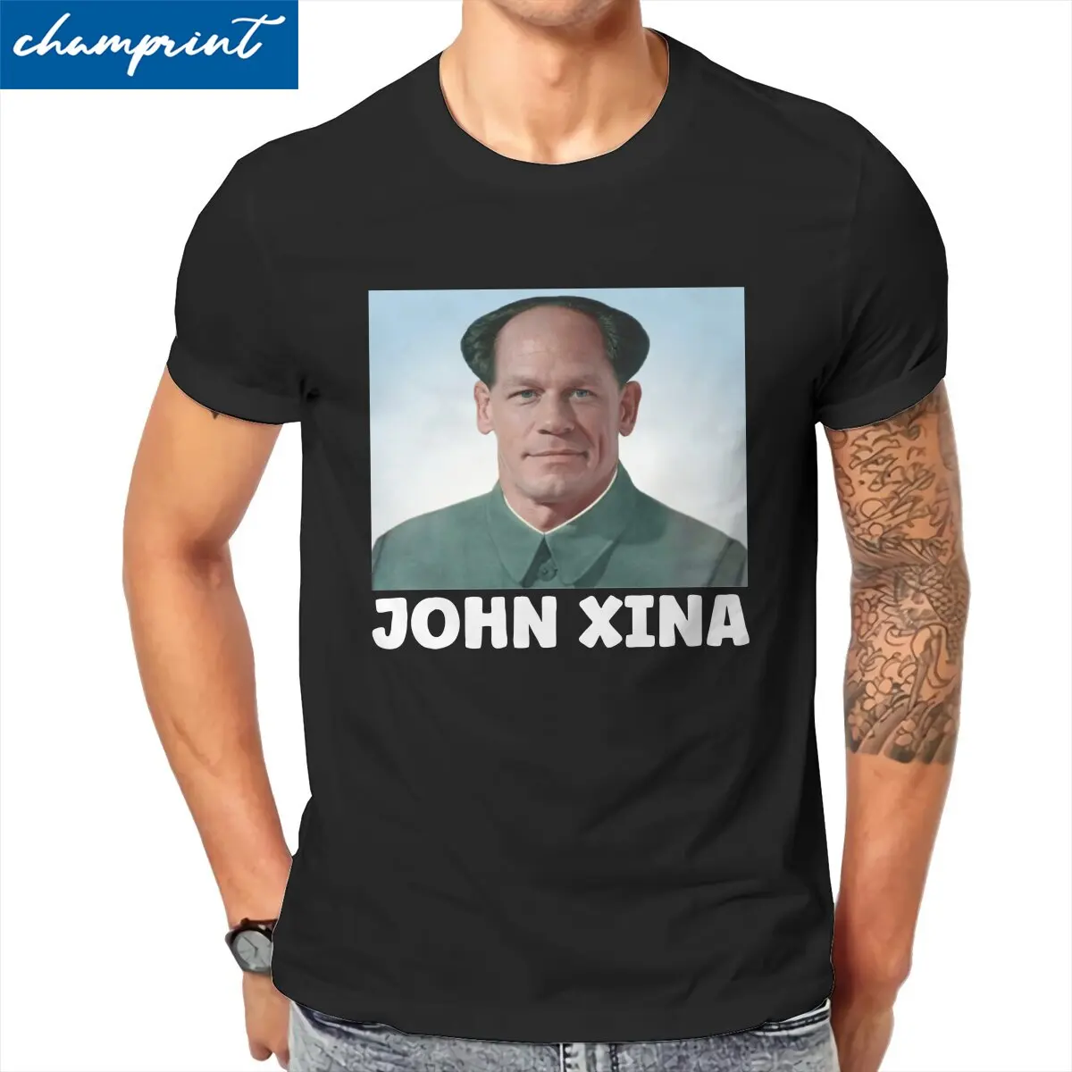 Men's John Xina T Shirt Bing Chilling Ice Cream Meme 100% Cotton Clothing Vintage Short Sleeve Crewneck Tees Summer T-Shirt