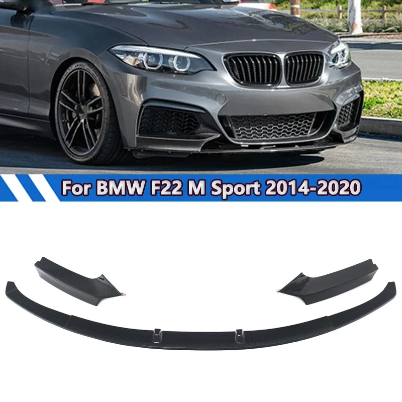 MagicKit  Front Bumper Lip Splitters Diffuser Carbon Fiber Look For BMW 2 Series F22/F23 2013-2018 with M Sport Style Body Kit