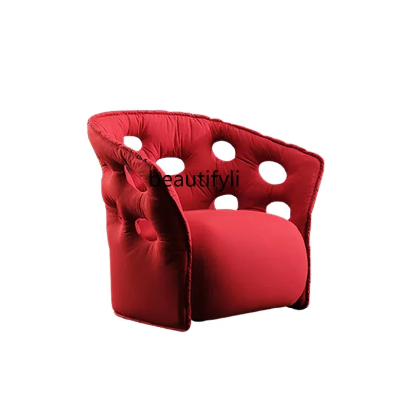 Nordic light luxury Dongtian leisure sofa chair household fiberglass hollow backrest special-shaped negotiation chairAA