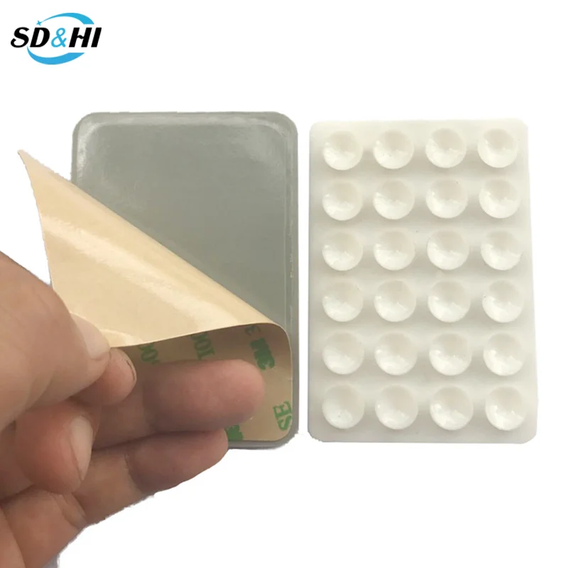 2Pcs Backed Silicone Suction Pad For Mobile Phone Fixture Suction Cup Backed Adhesive Silicone Rubber Sucker Pad For Fixed Pad