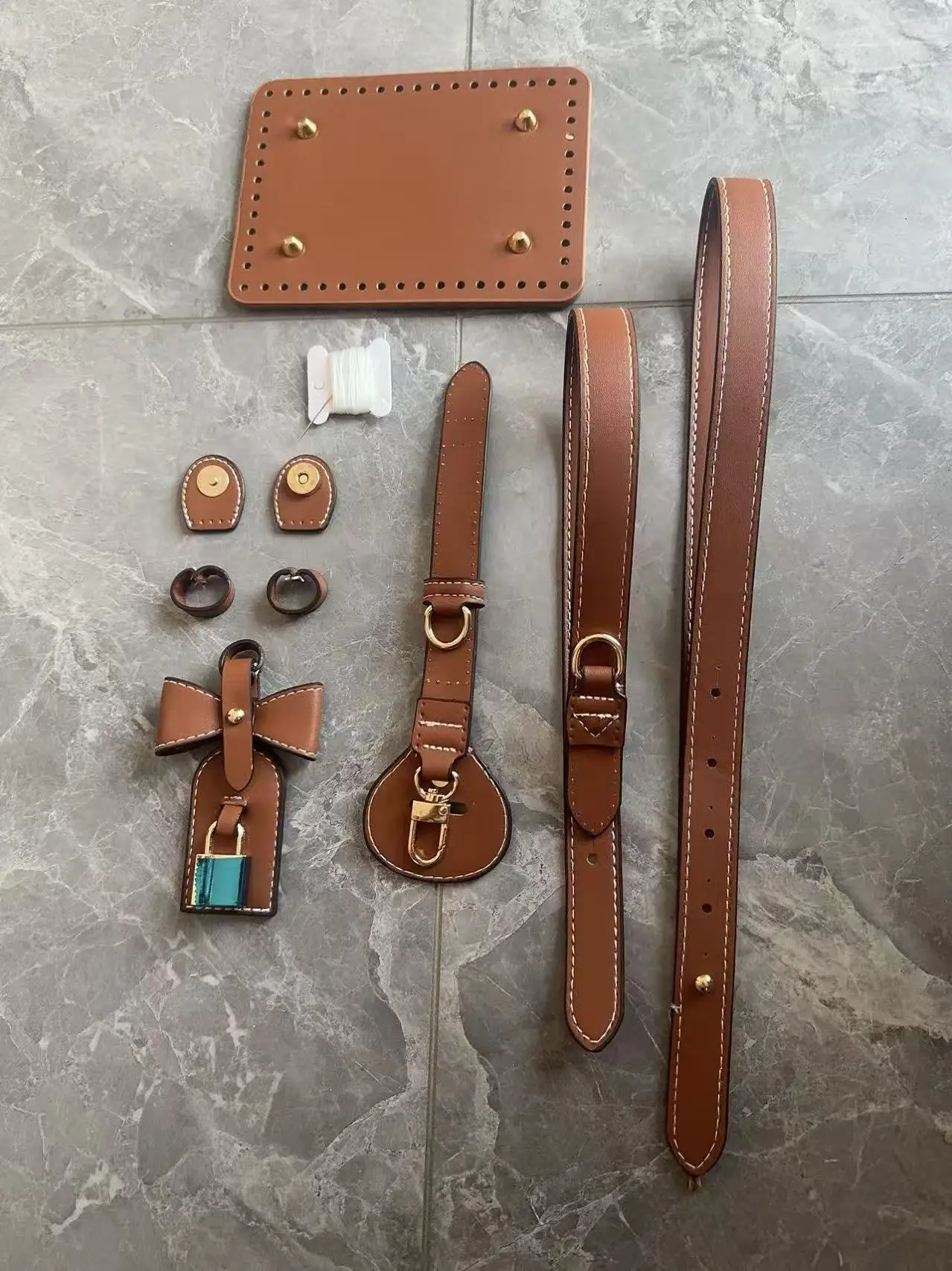 Handmade DIY BB Simulated Leather Shoulder Strap Underarm Bag Strap Crossbody Bottom Handbag Elderly Flower  Knot Ac...