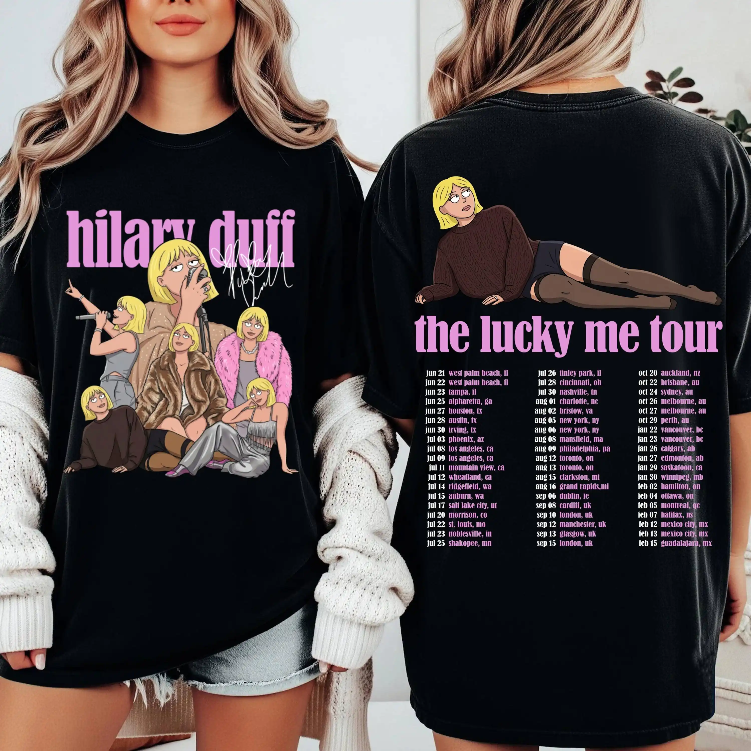 Hilary Duff The Lucky Me Tour Shirt, Hilary Duff Tour 2026 Tee, Double Sided Concert Shirt, Pop Music Fan Gift
