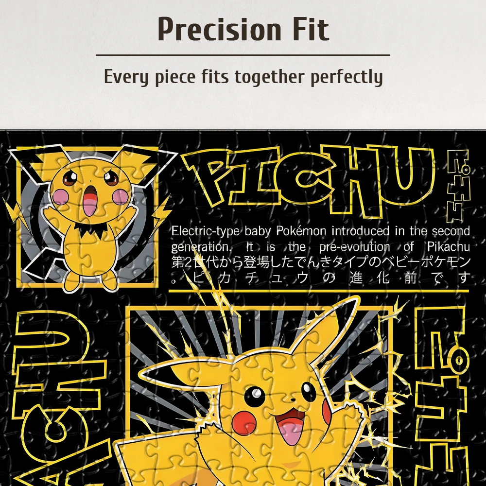 Pokemon Pikachu Series Wooden Puzzle Game - 108/200/300/500/1000 Pieces Brain Teaser Toy for Adults