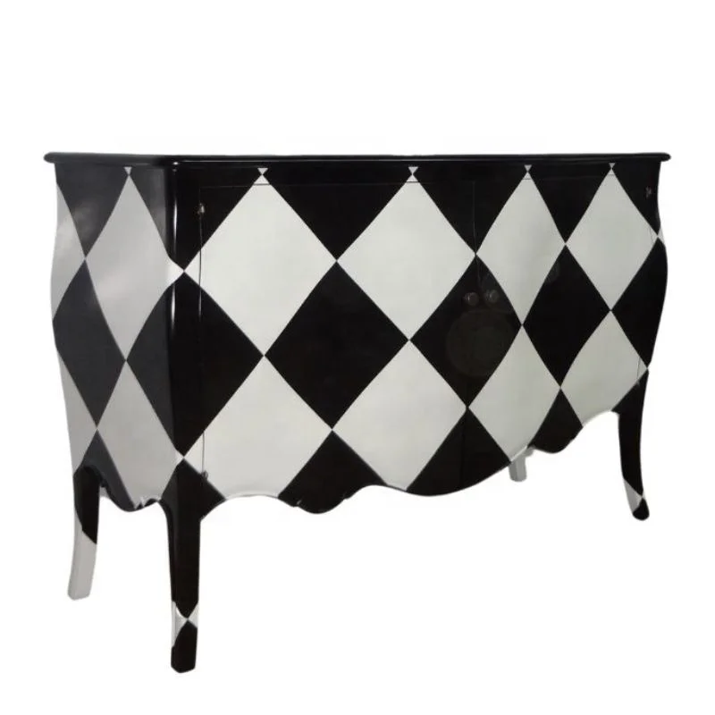 Antique Reproduction Kitchen Cabinet Monochrome Buffet Wooden Sideboard Designed for Kitchen and Dining Room Furniture