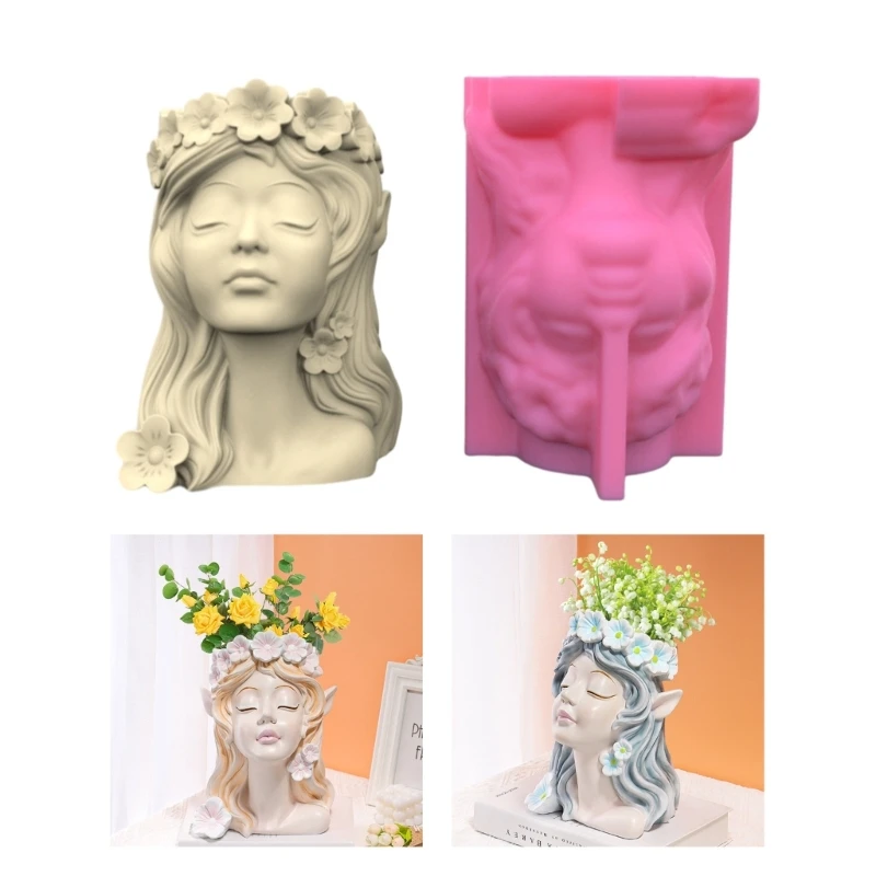 Flower Pot Silicone Mold Wreath Girls Pen Holder Mold for DIY Succulent Planter R3MC