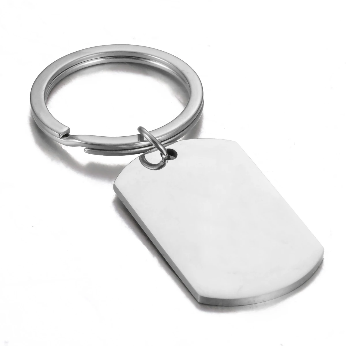 4 Stück Edelstahl Blank Rechteck ID Tag Schlüsselanhänger Charm Anhänger für Halsketten Custom DIY Schmuckherstellung Schlüsselanhänger 2 Größe