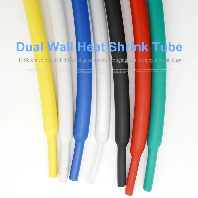 1M 1.6/2.4/3.2/4.8/6.4/7.9/9.5mm Dual Wall Heat Shrink Tube thick Glue 3:1 ratio Shrinkable Tubing Adhesive Lined Wrap Wire kit