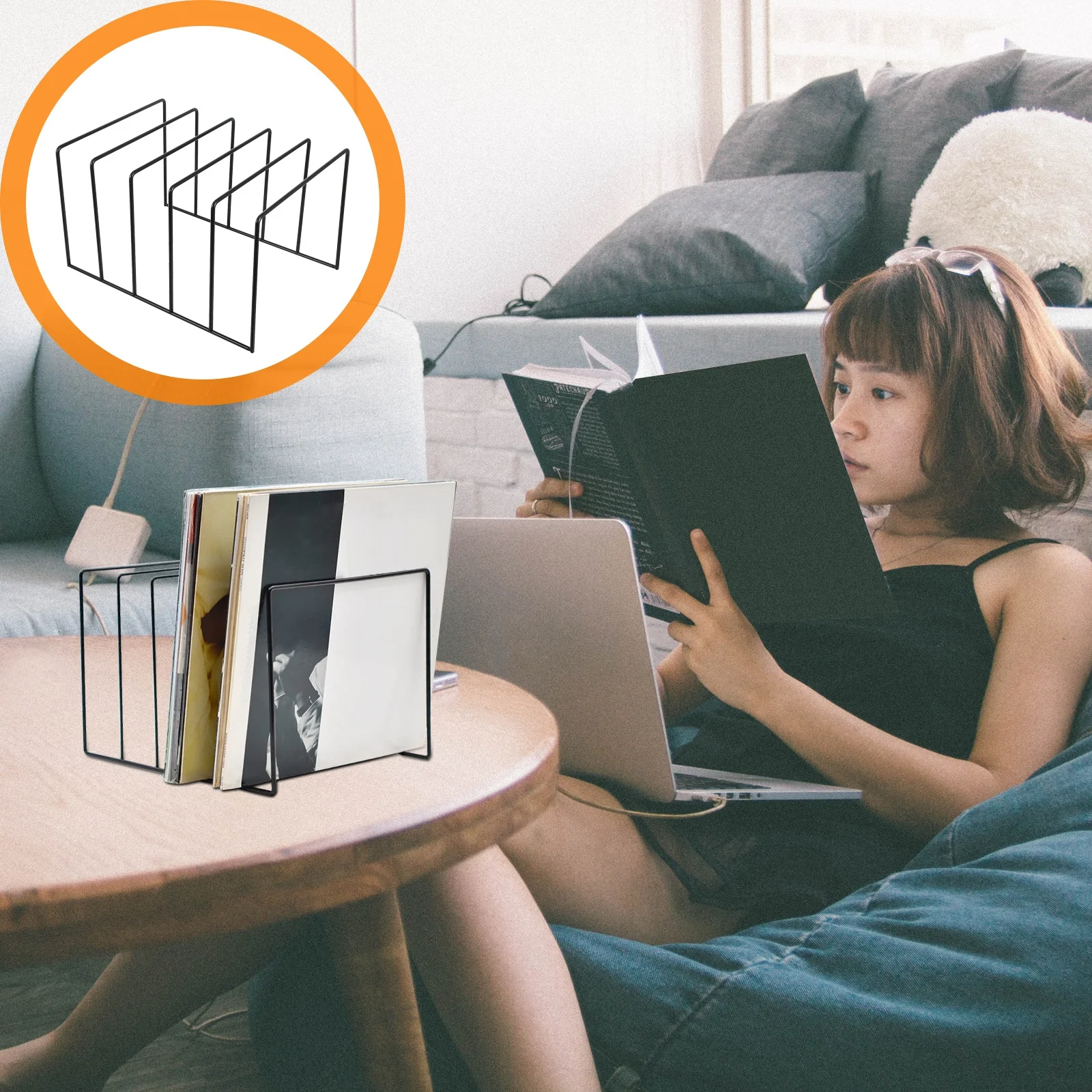 

Large Capacity Record Vinyl Storage Rack Metal File Organizer Classic Design Cd Holder for Office Study Space Magazine Rack